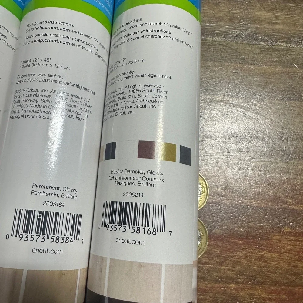 Cricut Premium Vinyl Permanent Glossy 3 Pack Parchment Tomato Red Basics Sampler